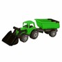 Traktor med frontlaster og henger, grønn, 55 cm