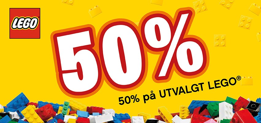 50% PÅ UTVALT LEGO